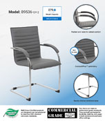Boss Chrome Frame, Grey Vinyl Side Chair, 2 pack, B9536-GY-2